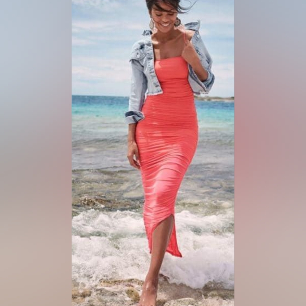 venus ruched bodycon dress Maxi - Coral Ikea Hemnes 8 Drawer Delorus dressed guest Color:Green Floral